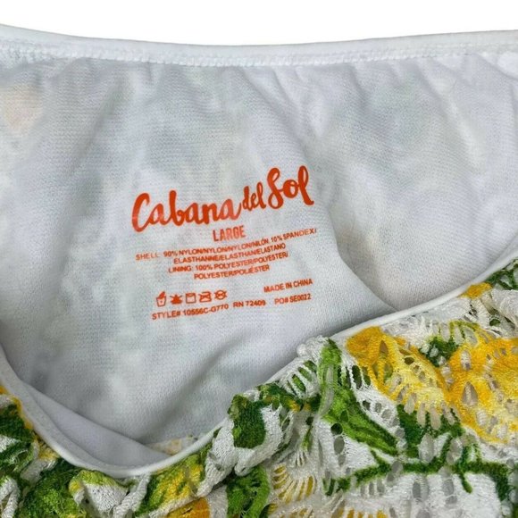 Cabana Del Sol Women’s Lemon Twist Bikini - Lace Over -Off Shoulder Size L - NWT - Picture 10 of 11
